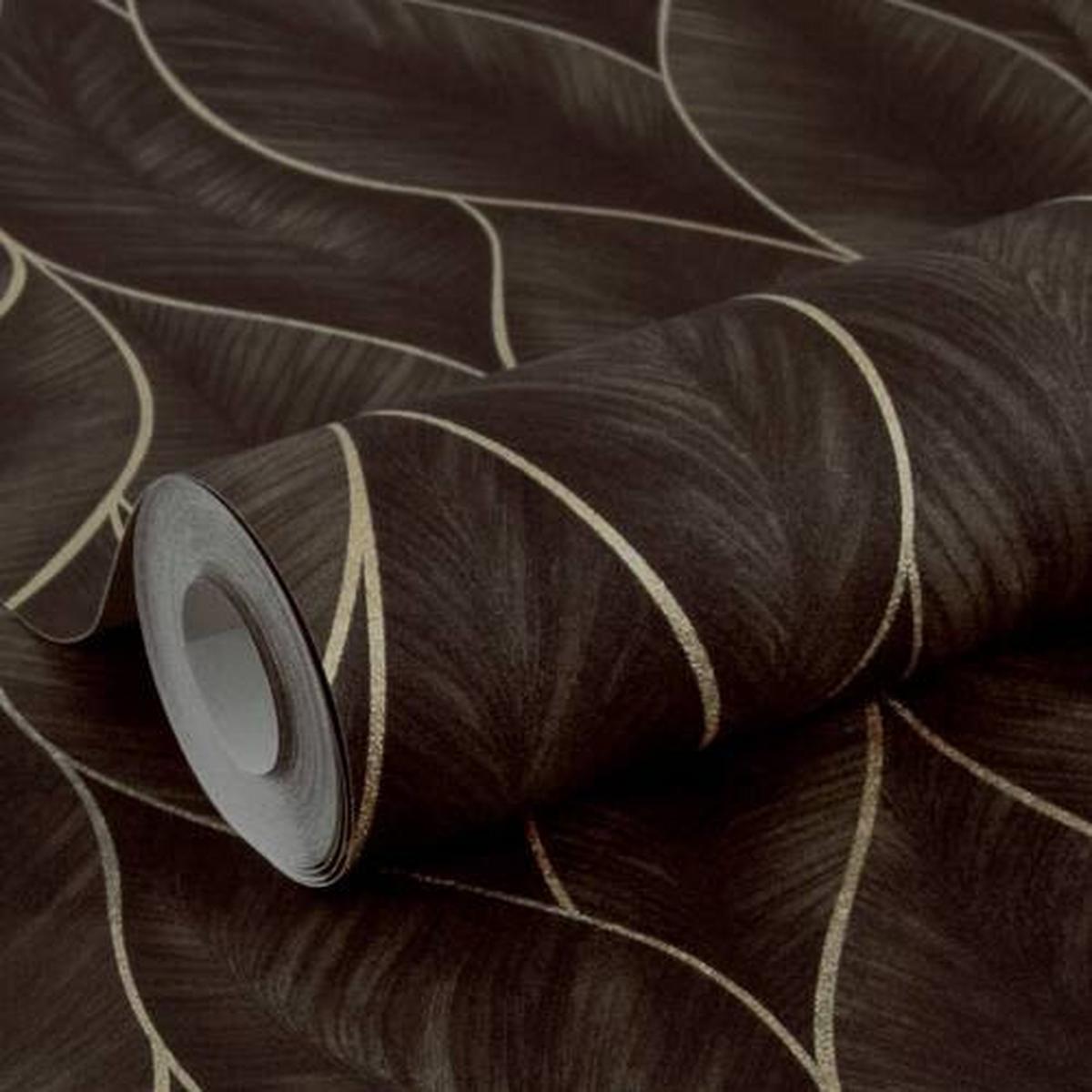 Vliestapete Subtle Leaves, Bronzefarben - Bronzefarben, Basics, Papier/Kunststoff (52/1005cm)