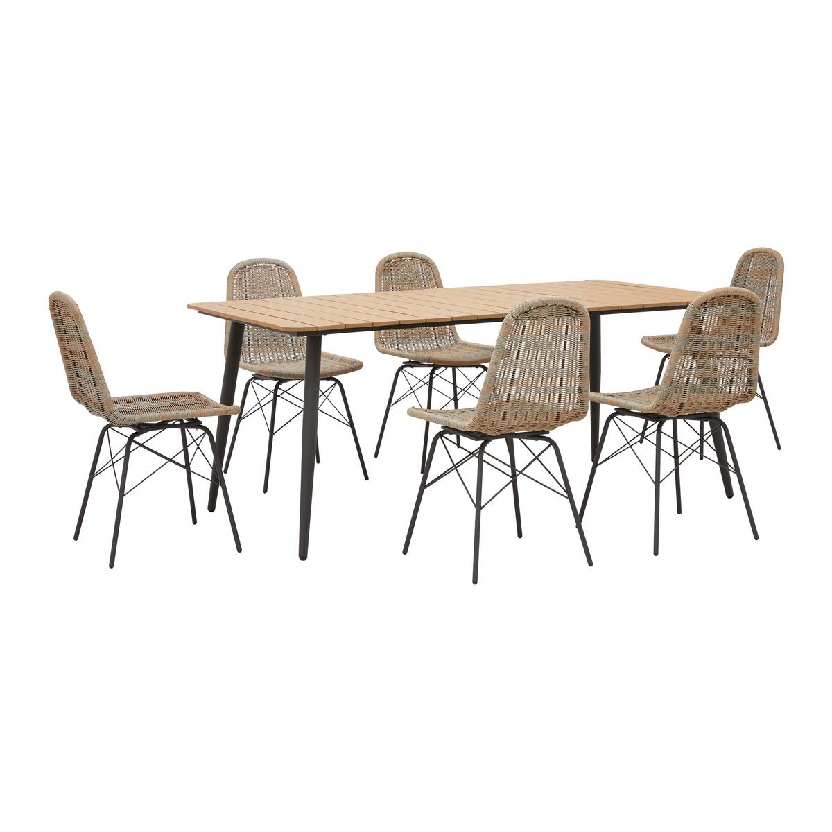 Zahradní souprava ZOPHIA - šedá/tmavě šedá, Moderní, kov/plast (180/74/90cm) - Bessagi Garden