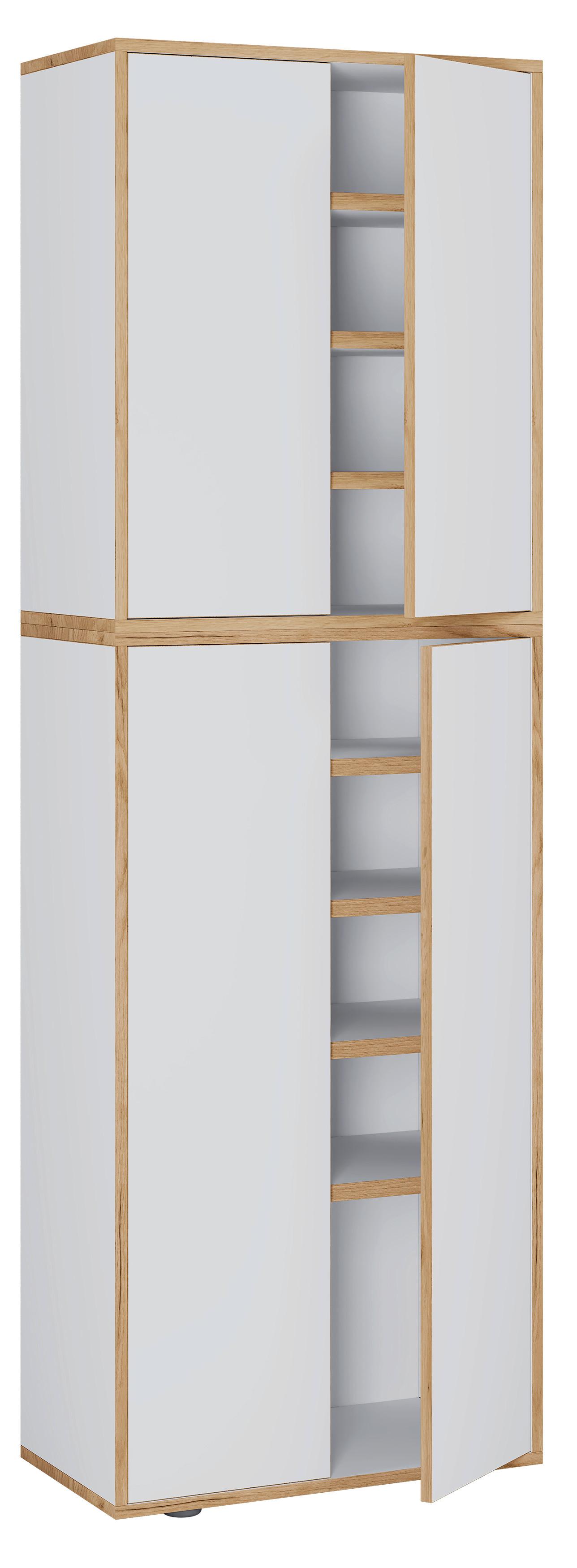 Schuhschrank Salia Honigeiche/Weiß B: 60 cm - Honigeiche/Schwarz, Design, Holzwerkstoff (60/183/33cm) - MID.YOU