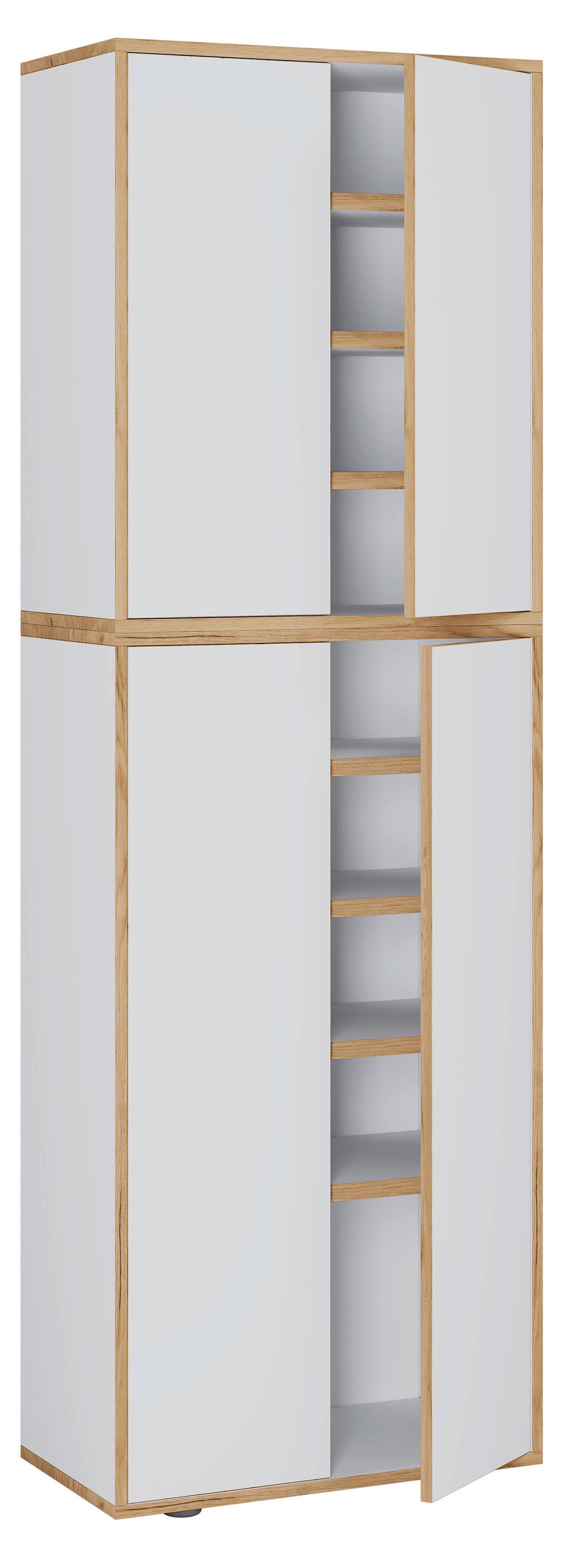 Schuhschrank Salia Honigeiche/weiß B: 60 Cm - Honigeiche/Schwarz, Design, Holzwerkstoff (60/183/33cm) - MID.YOU