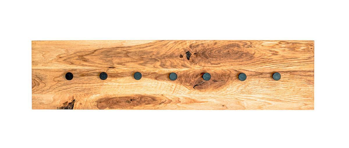 Garderobenpaneel Milano Eichefarben 7 Haken B: 86 Cm - Eichefarben/Schwarz, Basics, Holz/Metall (86/20/6cm)