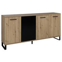 Sideboard Craft Eiche Artisan Dekor, B: 178cm - Schwarz/Eiche Artisan, Basics, Holzwerkstoff/Metall (178/86/41cm) - Livetastic