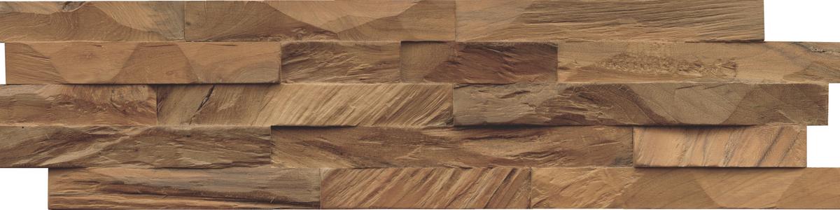 Wandverkleidung Teak Diamond Natur - Braun, Basics, Holz (61/15/2cm)