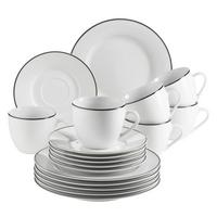 Kaffeeservice Nola Schwarz Weiß 18-Teilig - Schwarz/Weiß, Basics, Keramik - Mäser