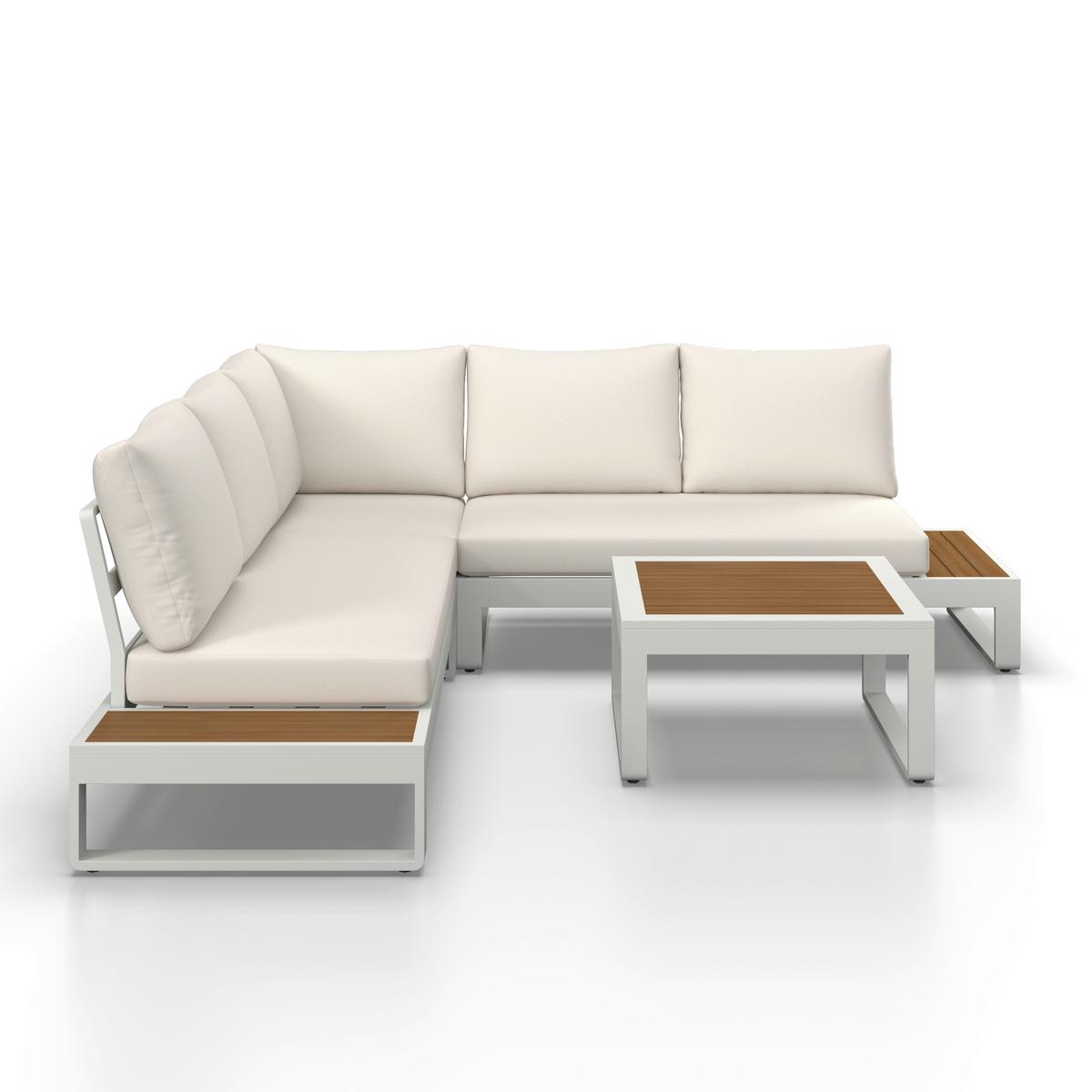 TERASOVÁ SEDACÍ SOUPRAVA MARIJANA - barvy teak/krémová, Moderní, kov/textil (235/68/73cm) - Bessagi Garden