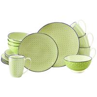 Kombiservice, 16-Teilig für 4 Personen, Steinzeug - Weiß/Hellgrün, Basics, Keramik - Creatable