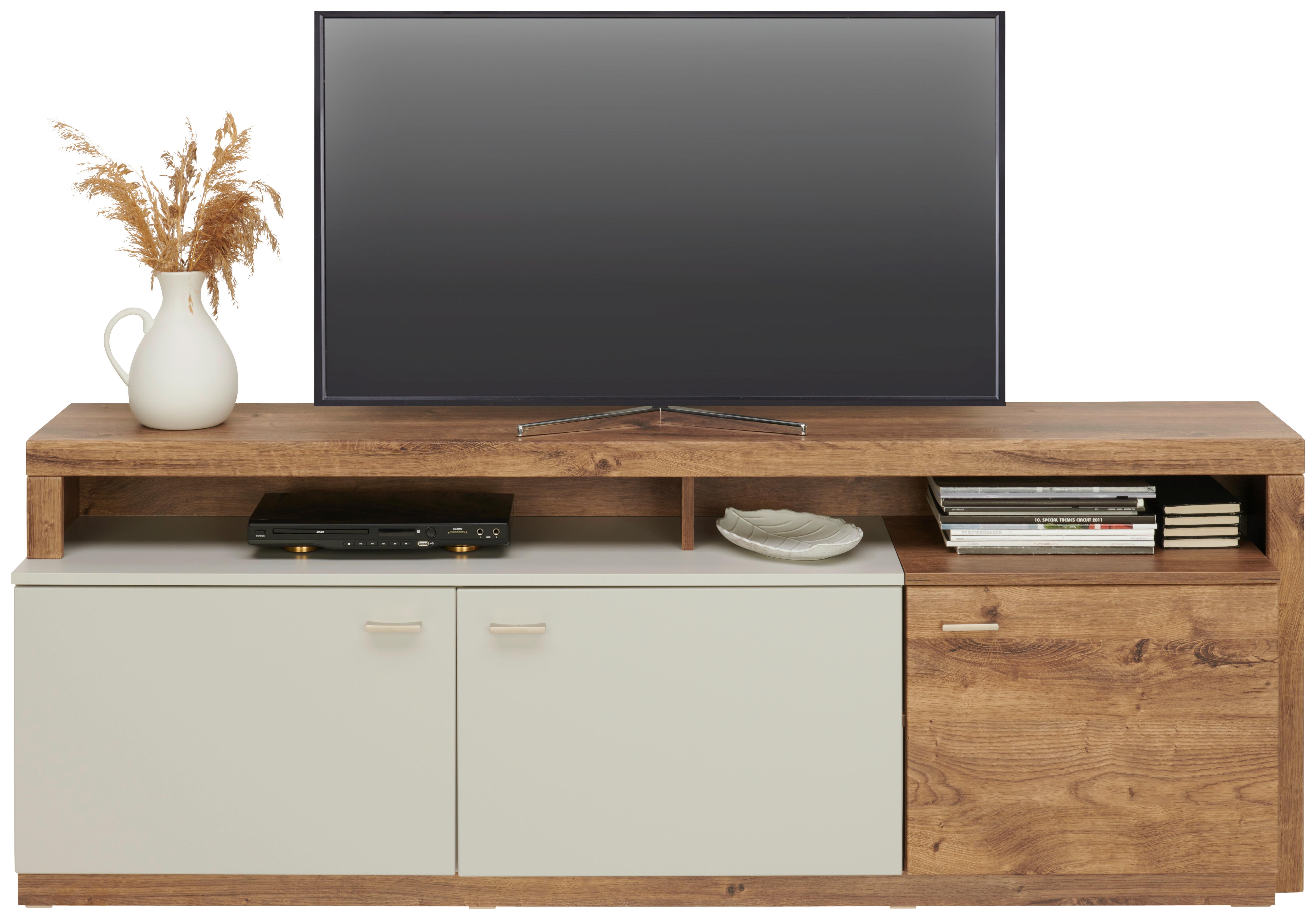 TV-Element Arian B: 175-261,2 cm Eiche Dekor/Hellgrau - Eichefarben/Hellgrau, MODERN, Holzwerkstoff (175-261,2/63,6/37,2cm)