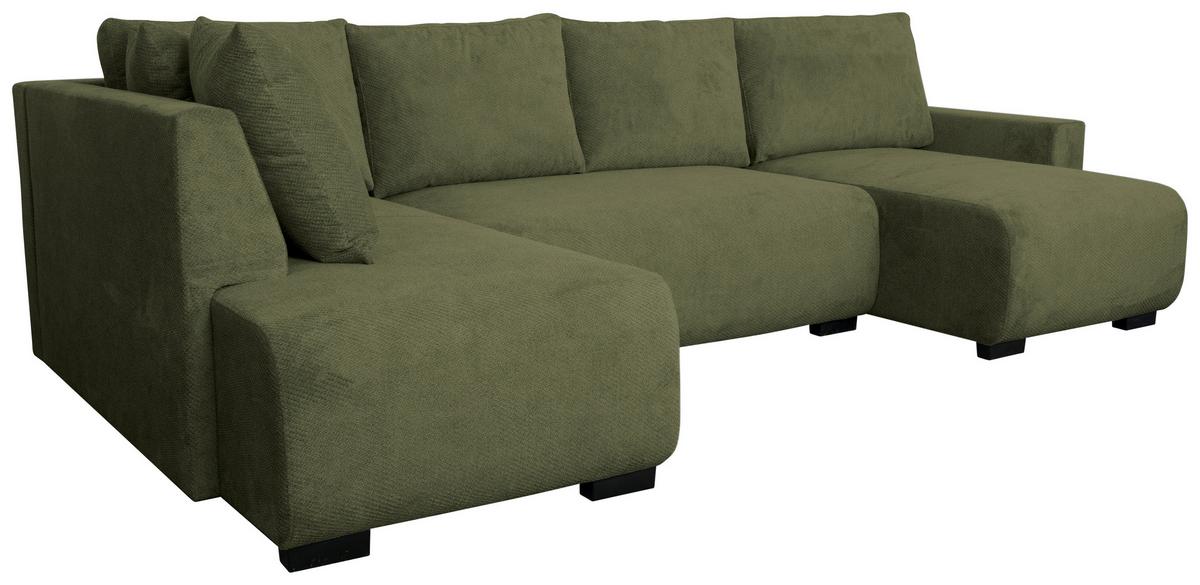Wohnlandschaft Veronice Olivgrün B: 313 cm - Blau/Schwarz, Trend, Textil (171/313/141cm)