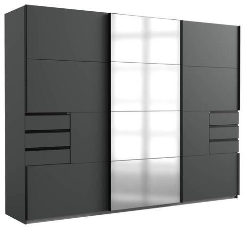 Schwebetürenschrank B: 270 cm Saigon Graphitfarben / Schwarz - Klar/Anthrazit, KONVENTIONELL, Glas/Holzwerkstoff (270/210/64cm) - MID.YOU