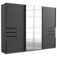 Schwebetürenschrank B: 270 cm Saigon Graphitfarben / Schwarz - Klar/Anthrazit, KONVENTIONELL, Glas/Holzwerkstoff (270/210/64cm) - MID.YOU
