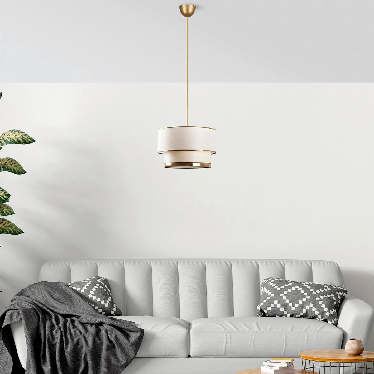 Hängeleuchte Cake - Cream, Gold - Goldfarben/Creme, Design, Textil/Metall (30/65cm) - P & B