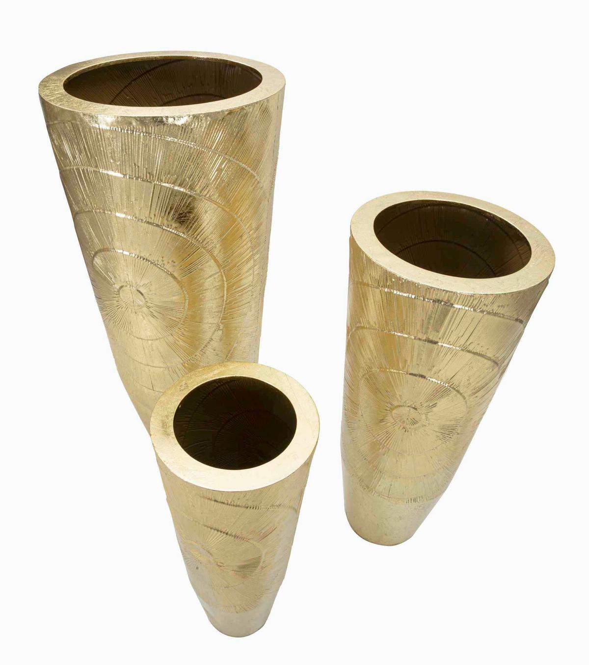 Vase Goldely Set 3 Goldfarben B: 50,8 cm - Goldfarben, Basics, Metall (50.8/114.9/50.8cm)