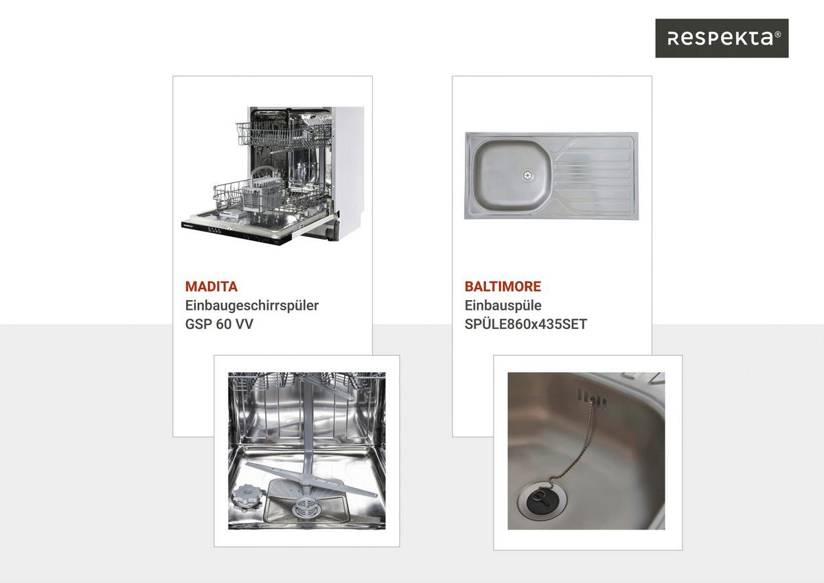 Küchenzeile Mit Geräten B: 220 Cm Eichefarben/weiß - Eichefarben/Weiß, MODERN, Holzwerkstoff (220cm) - Respekta