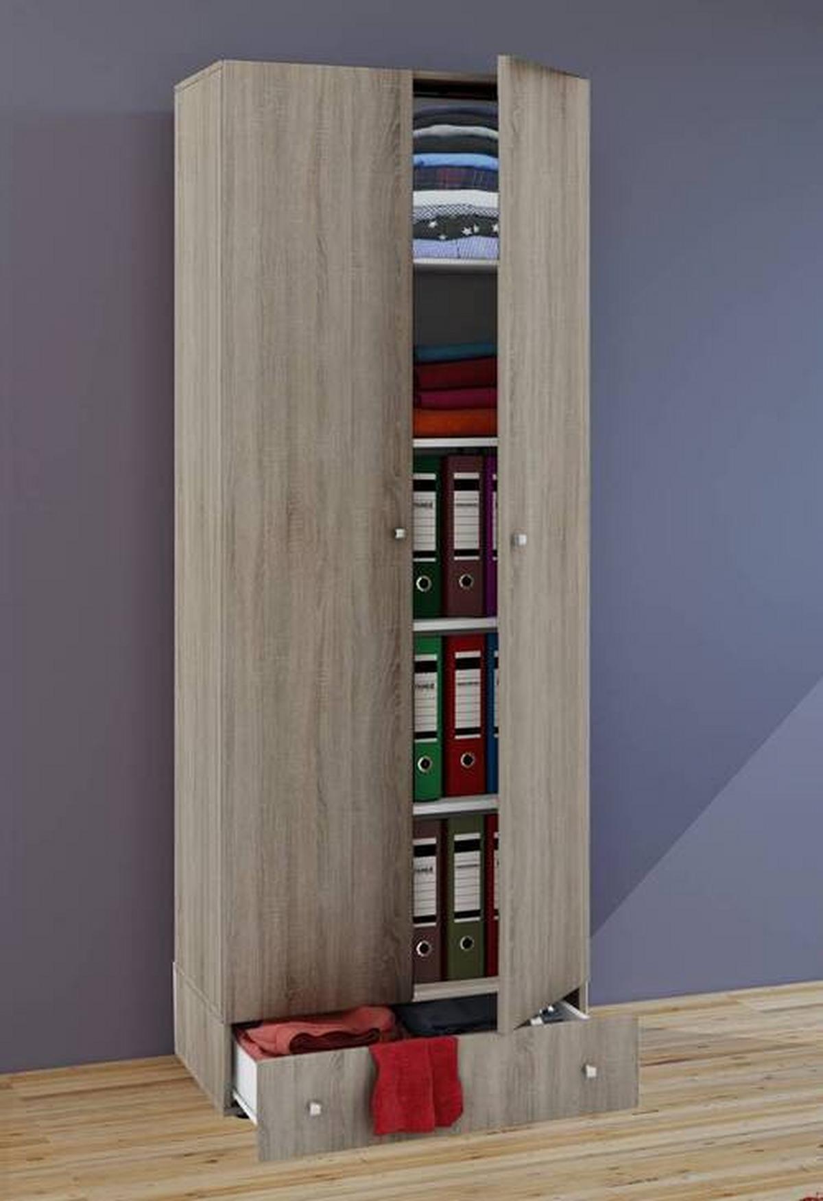 Mehrzweckschrank Vandol I Sonoma Eiche B: 70 cm - Schwarz/Sonoma Eiche, MODERN, Holzwerkstoff (70/198/39cm) - MID.YOU
