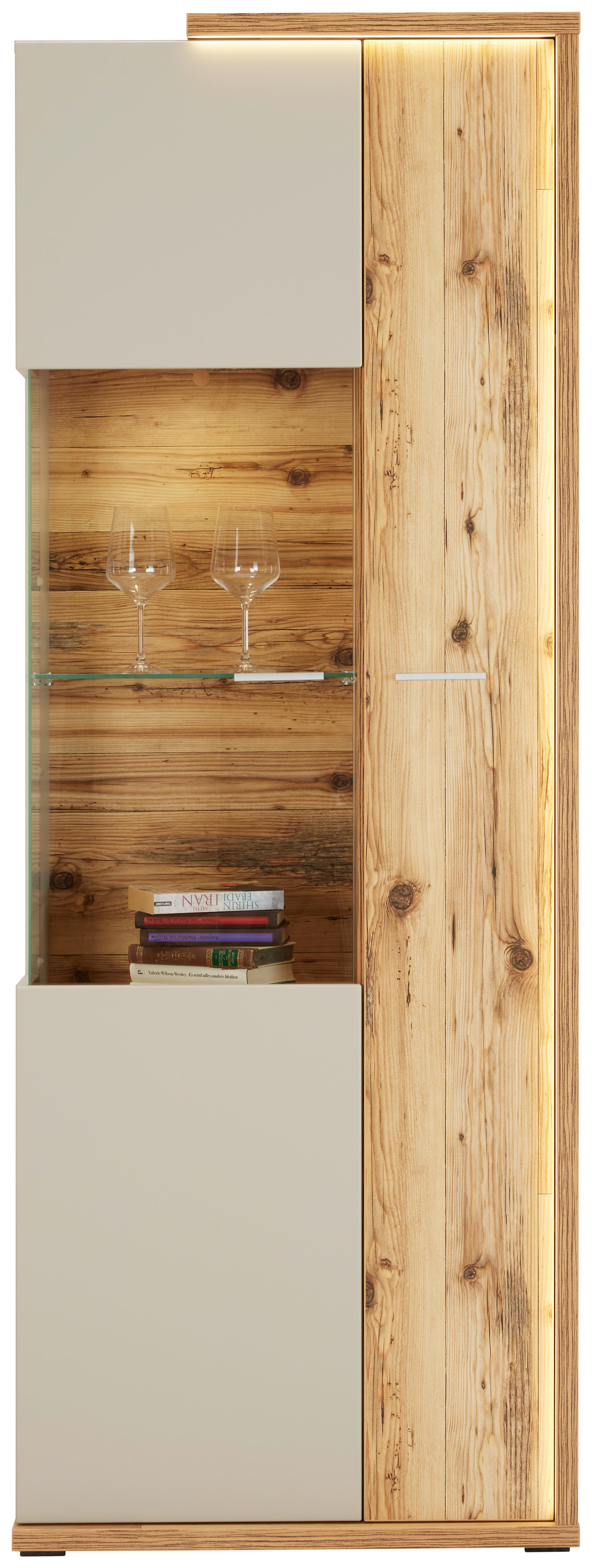 Vitrine Ambiente B: 73,5 Cm Mit Led Alpine Lodge Dekor - MODERN, Glas/Holzwerkstoff (73,5/199,1/43,6cm)