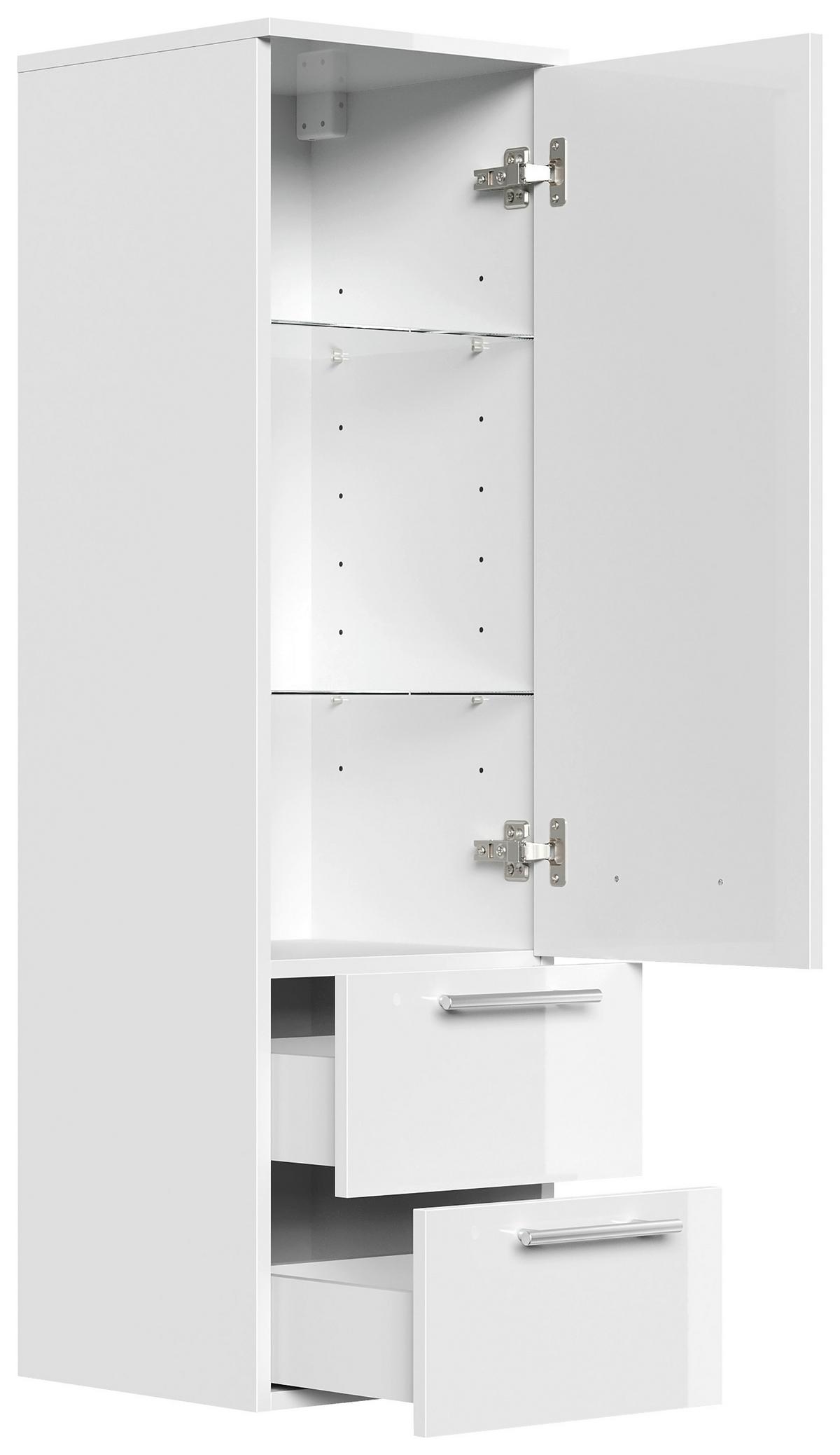 MIDISCHRANK Weiß Hochglanz B: 35,2cm - Weiß Hochglanz, Basics, Glas/Holzwerkstoff (35,2/120/35,8cm) - MID.YOU