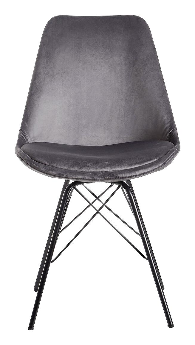 Schalenstuhl Grau Gepolstert Samt 2er-Set - Schwarz/Grau, MODERN, Textil/Metall (48/86/58cm) - MID.YOU