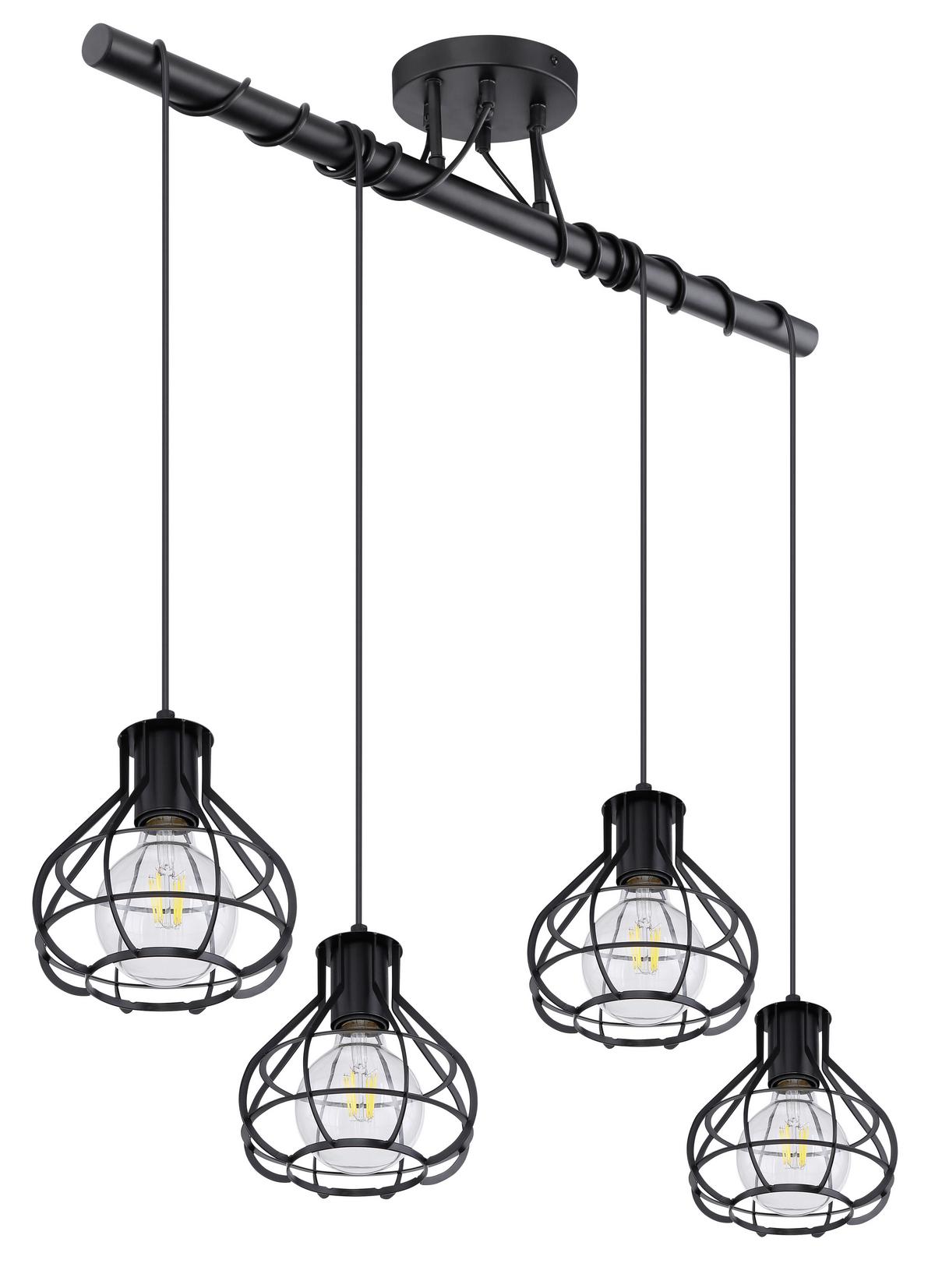 Deckenleuchte Clarista L: 80 Cm 4-Flammig - Schwarz, Trend, Metall (80/18/100cm) - Globo
