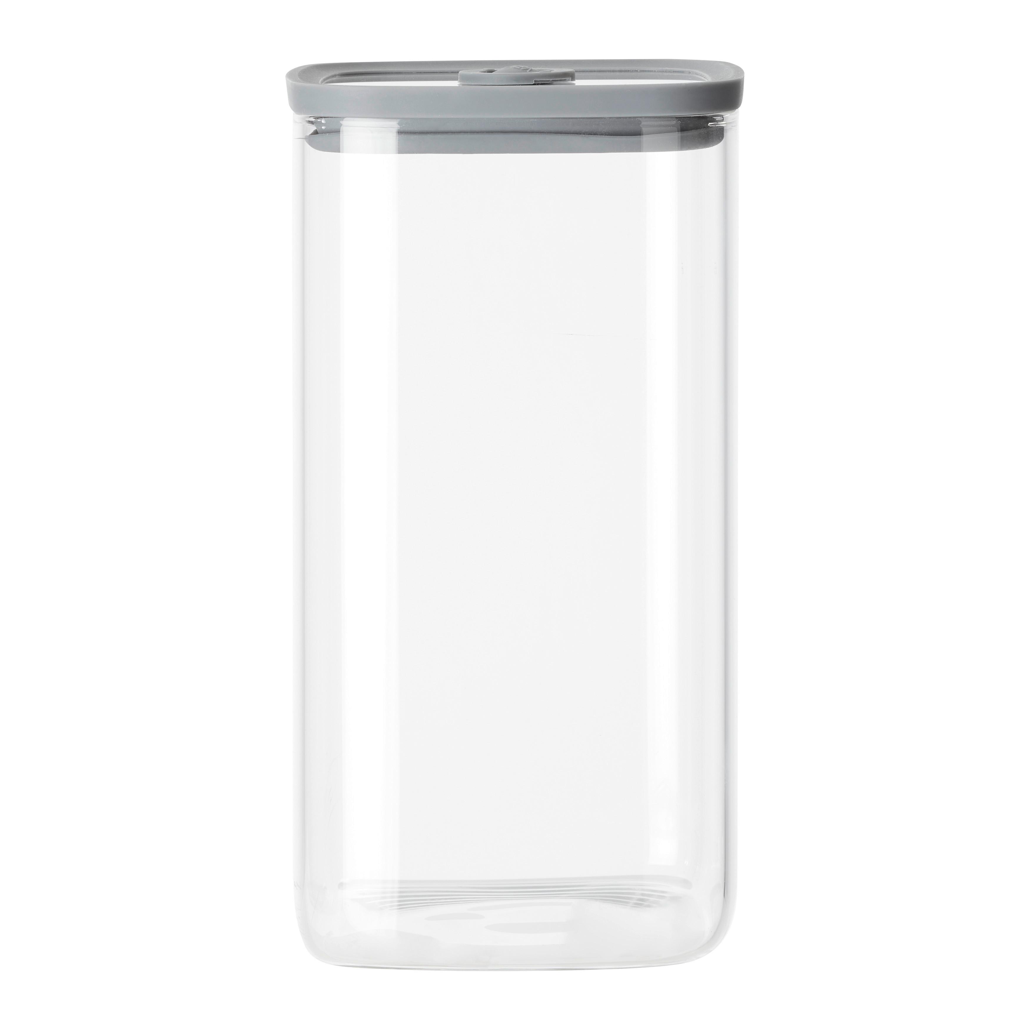 SKLENĚNÁ DÓZA NA POTRAVINY SELINA - CA. 1,5L - šedá/čiré, Moderní, plast/sklo (10,3/18,8/10,3cm) - Modern Living