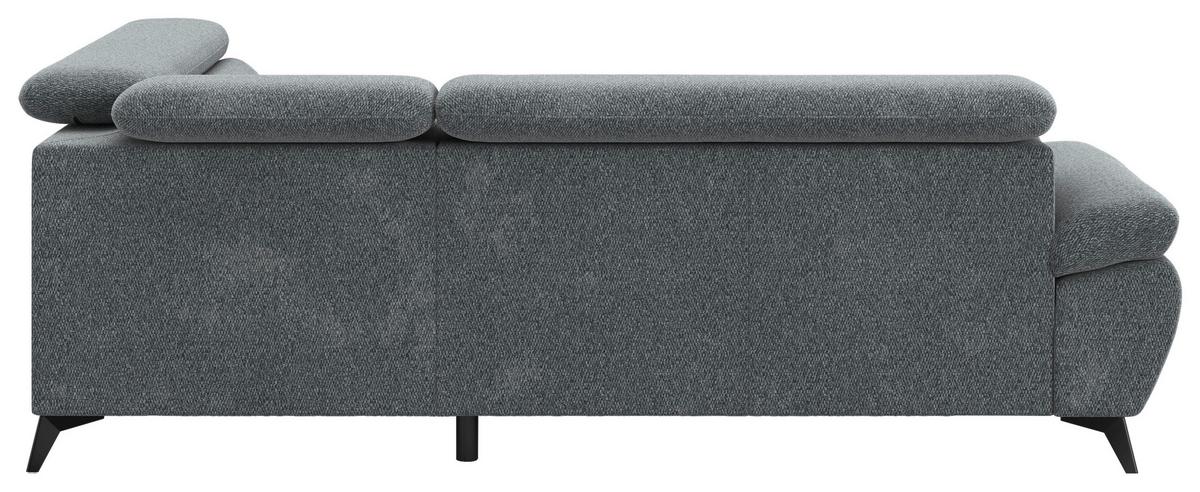 Ecksofa mit Bettfunktion Hudson, Chenille Dunkelgrau - Dunkelgrau/Schwarz, KONVENTIONELL, Textil (256/207cm) - Sembella