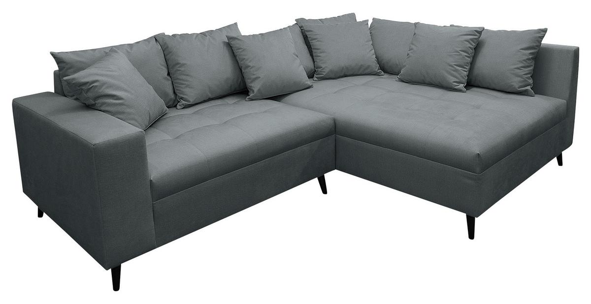 Ecksofa Pruno Dunkelgrau S: 247x174 Cm - Dunkelgrau/Schwarz, Design, Textil (247/174cm) - MID.YOU