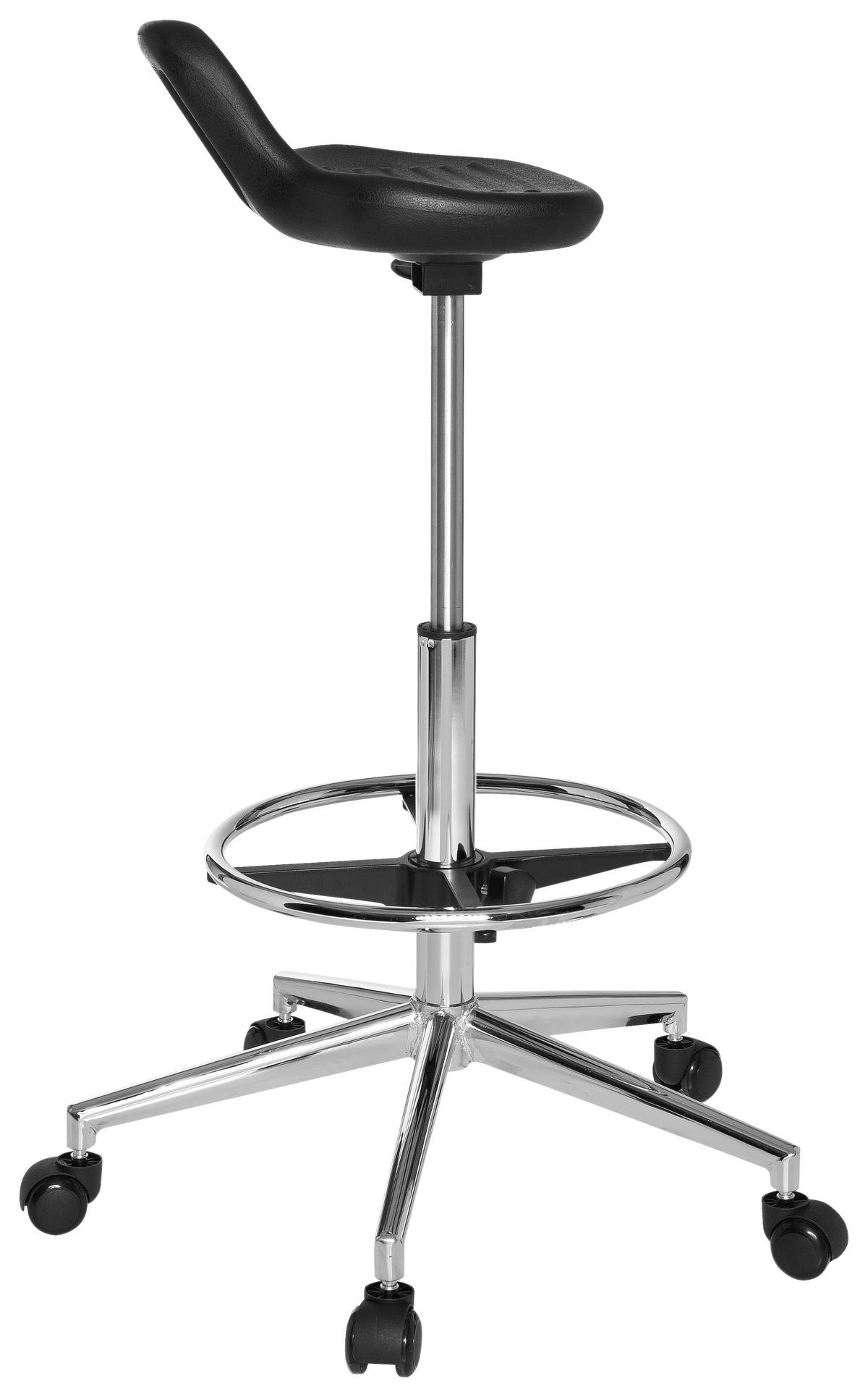 Bürohocker Top Work 03 Schwarz Bis 100kg - Chromfarben/Schwarz, MODERN, Kunststoff/Metall (32/74/35cm) - MID.YOU