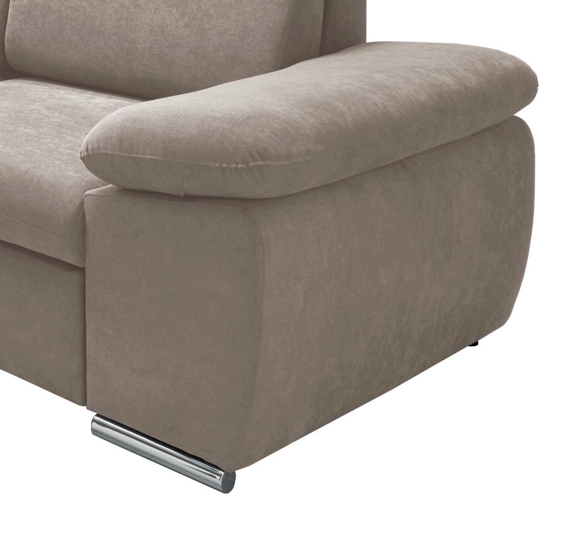 Ecksofa Vasto Taupe S: 228x283 cm - Taupe/Chromfarben, Design, Textil (228/283cm) - Livetastic