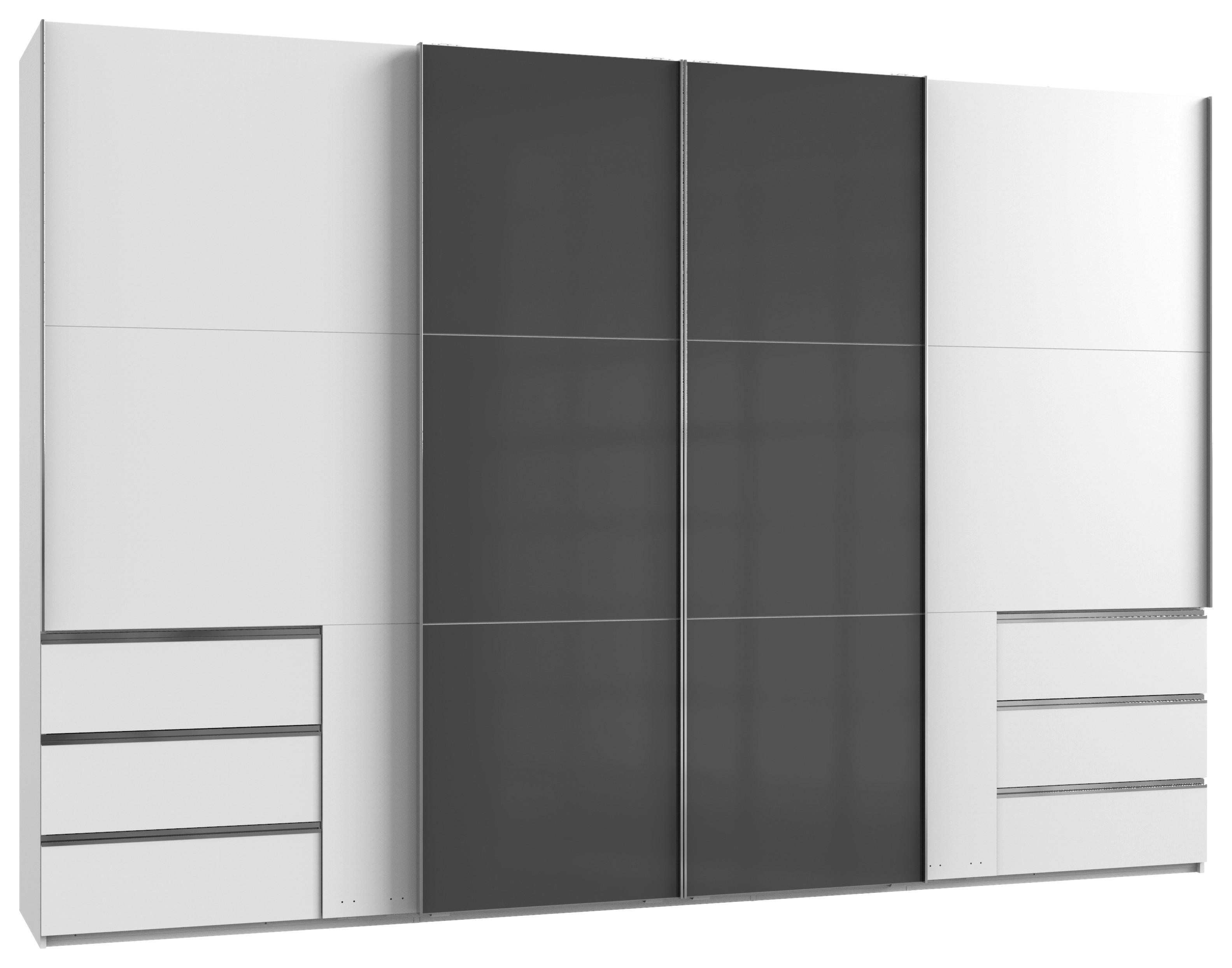 Schwebetürenschrank B: 350 Cm Level 36c Grau/weiß - Weiß/Grau, MODERN, Holzwerkstoff (350/236/65cm) - MID.YOU