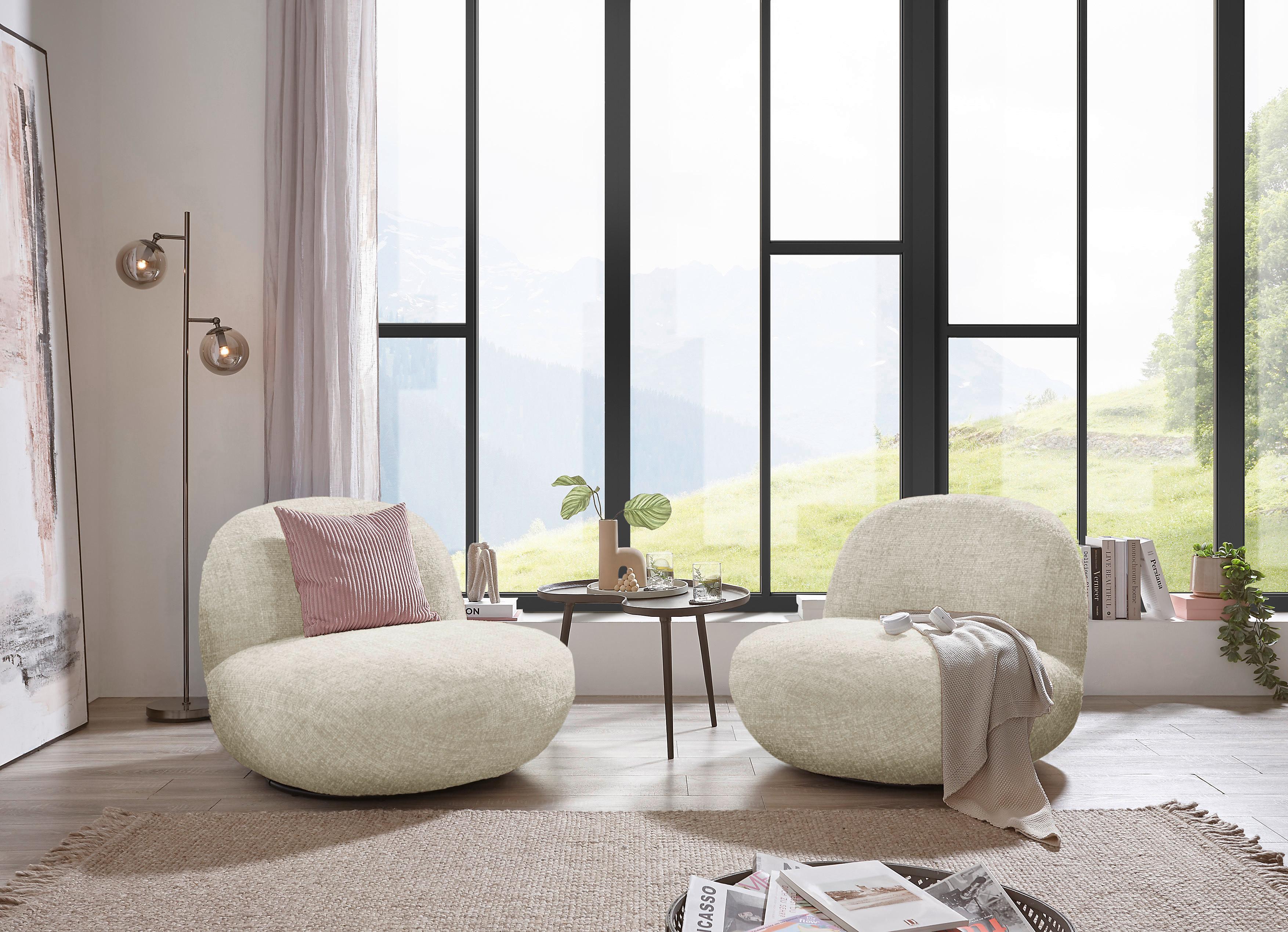Sessel Chris Beige B: 85 cm - Beige/Schwarz, MODERN, Textil (85/70/99cm) - MID.YOU