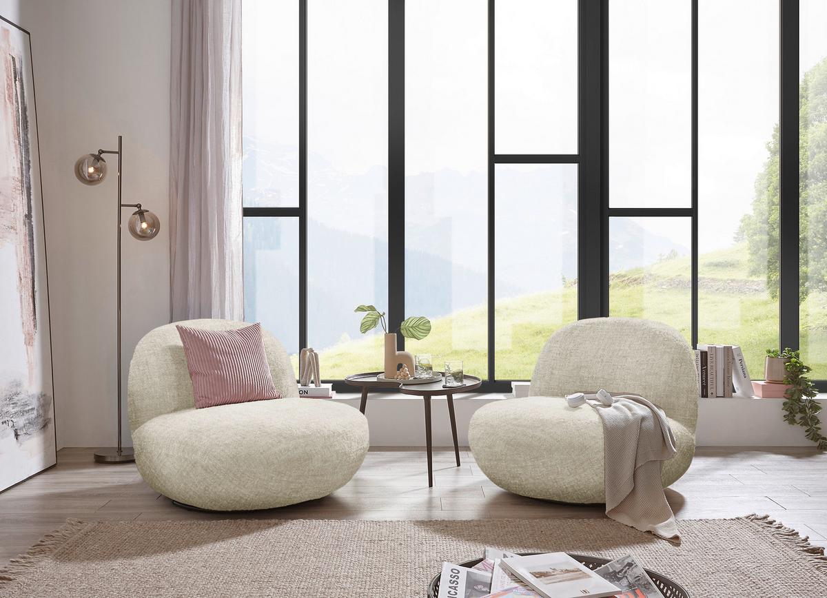 Sessel Chris Beige B: 85 cm - Beige/Schwarz, MODERN, Textil (85/70/99cm) - MID.YOU