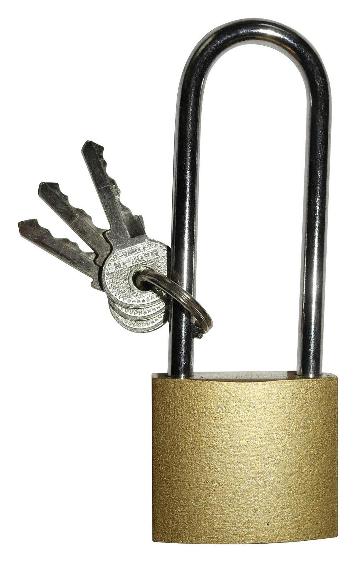 Vorhängeschloss Goldfarben L: 10,5 cm inkl. 3 Schlüssel - Goldfarben, KONVENTIONELL, Metall (4/10,5cm)