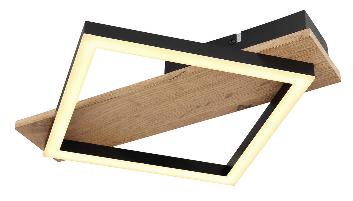 LED-Deckenleuchte 67294d - Dunkelbraun/Opal, Natur, Holzwerkstoff/Kunststoff (33/31/5,5cm) - Globo