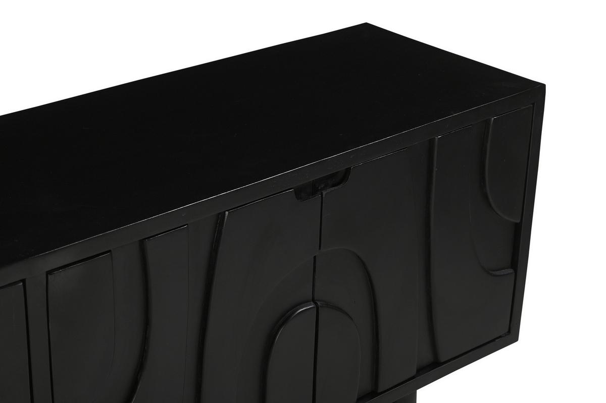 Lowboard Mangoholz schwarz B: 180cm - Schwarz, Design, Holz (180/61/43cm) - MID.YOU