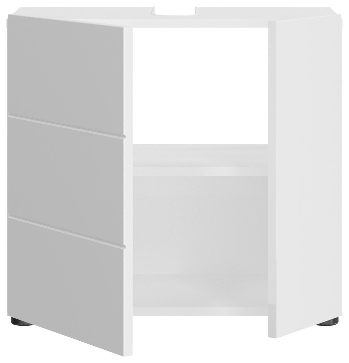 Waschbeckenunterschrank Vira B: 60 Cm, Korpus: Weiß - Weiß Hochglanz/Schwarz, MODERN, Holzwerkstoff (60/56/34cm) - MID.YOU