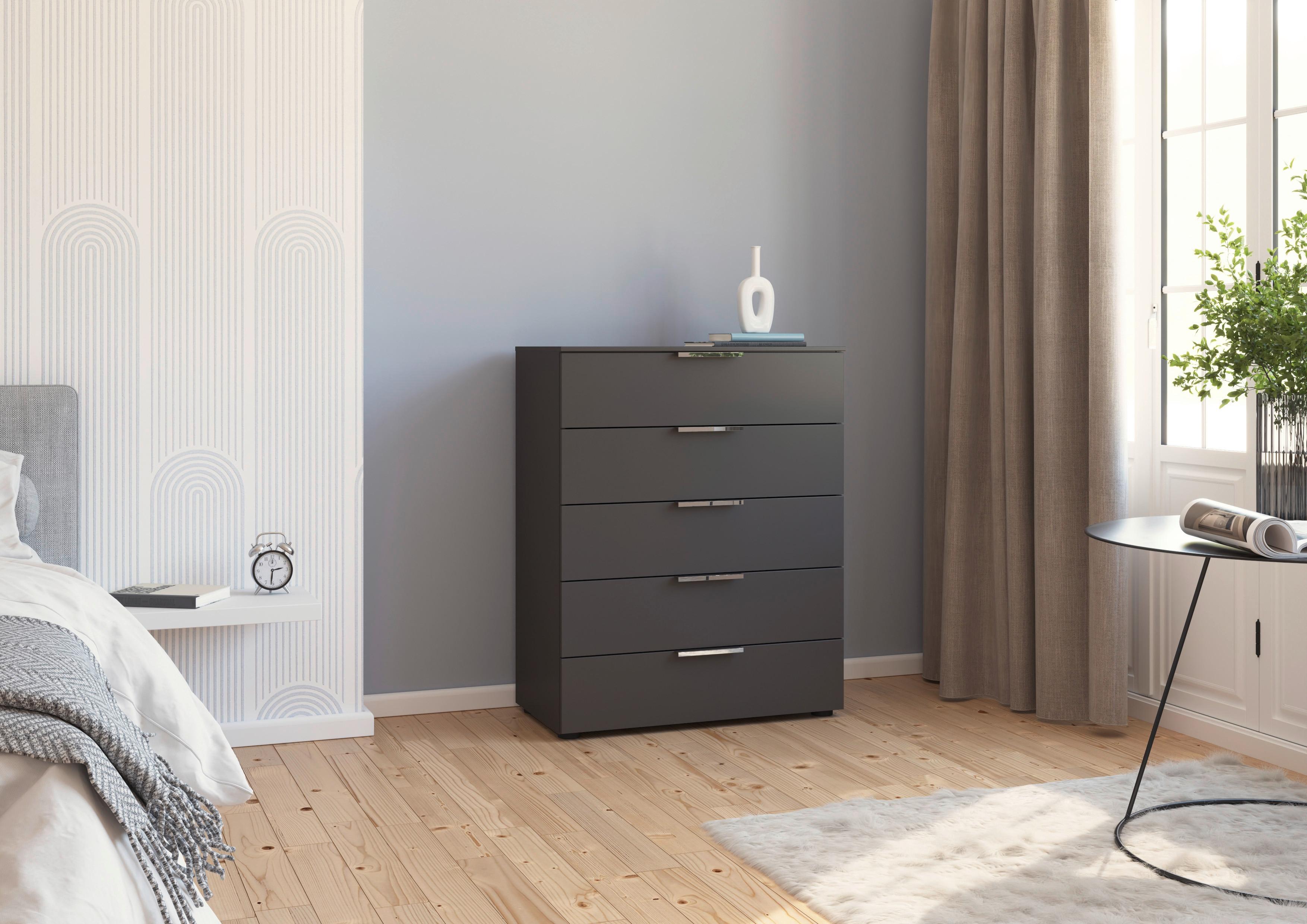 Kommode 80 cm Flipp Graphitfarben - Chromfarben/Schwarz, MODERN, Holzwerkstoff (80/100/42cm) - Rauch Möbel