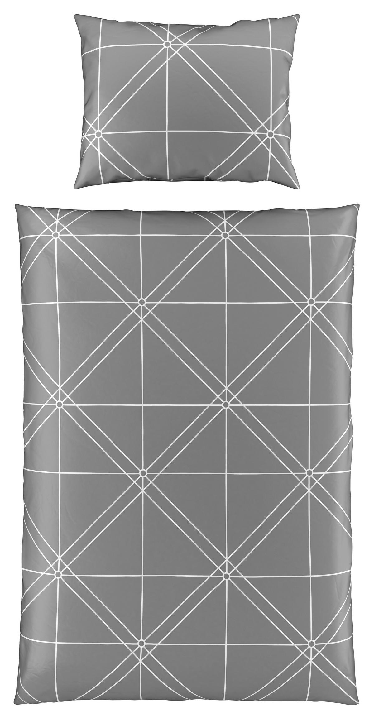 Satin Bettwäsche 140x200 cm Chalene Baumwolle Anthrazit - Anthrazit, ROMANTIK / LANDHAUS, Textil (140/200cm) - James Wood