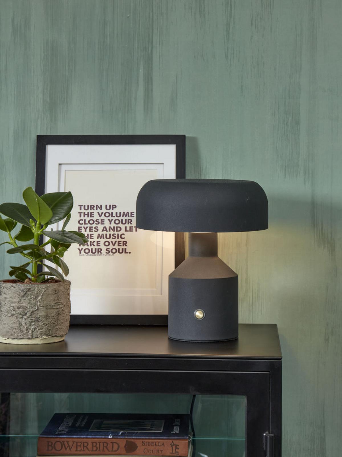 Tischlampe Porto Schwarz mit Schalter - Schwarz, Basics, Metall (25/29cm) - It's about Romi