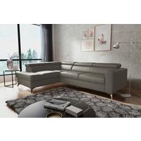 Ecksofa Mondo Schlammfarben S: 208x286 Cm - Chromfarben/Schlammfarben, Design, Leder/Textil (208/286cm) - Livetastic