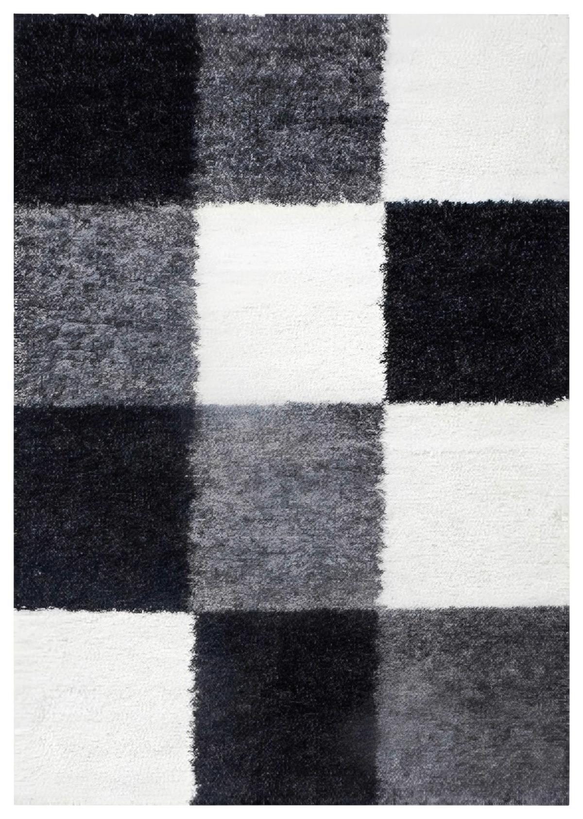 Hochflor Teppich Schwarz Life 160x230 cm - Schwarz/Weiß, KONVENTIONELL, Textil (160/230cm) - Novel