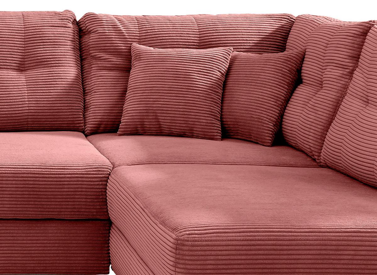 Wohnlandschaft Brizzini mit Schlaffunktion, Koralle - Koralle/Naturfarben, MODERN, Textil (176/338-352/206cm) - Livetastic