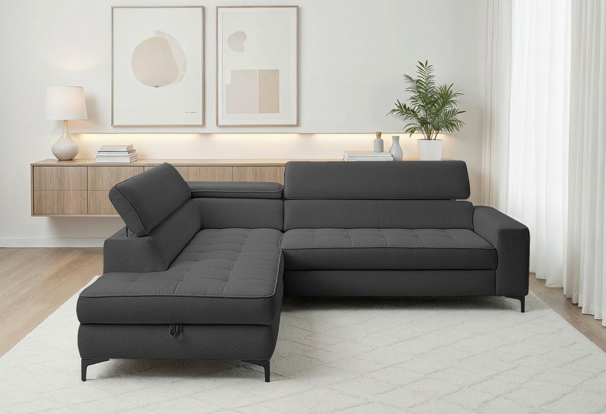 Ecksofa Nala Anthrazit S: 203x251cm - Anthrazit/Schwarz, Design, Textil (203/251cm) - MID.YOU