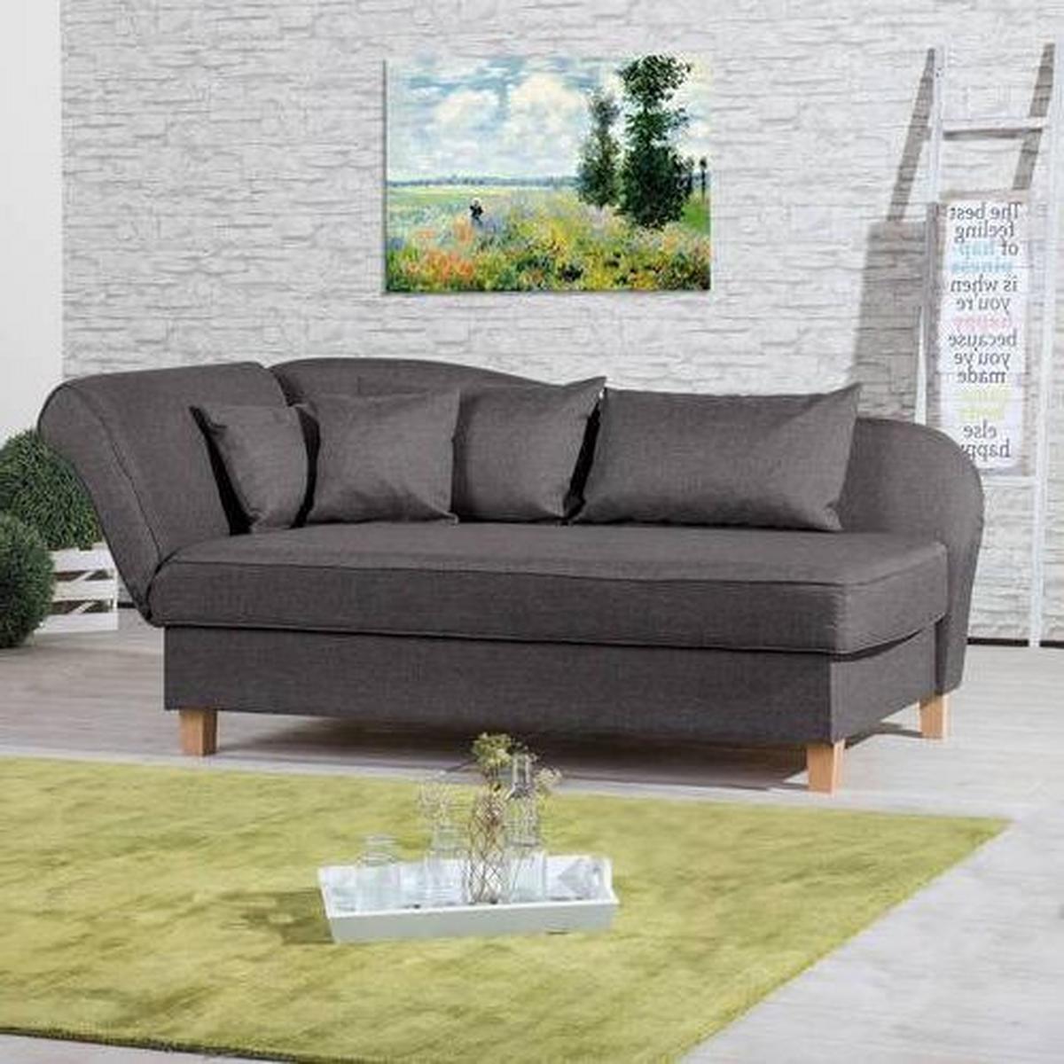 Récamiere Selma In Anthrazit B: 190 cm - Anthrazit/Buchefarben, Design, Textil (190/82/88cm) - Max Winzer