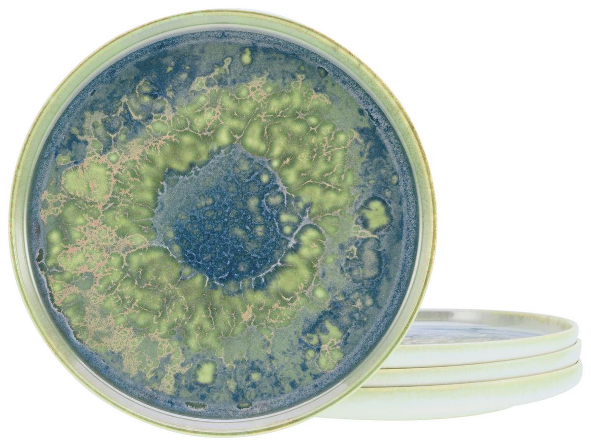 Speiseteller Yuki Steinzeug 4 Personen Geschirrset - Blau/Grün, Basics, Keramik (28cm) - Creatable