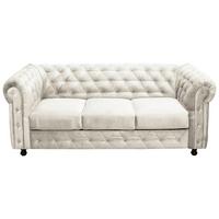 Chesterfield-Sofa Cardiff 205 - Wengefarben/Creme, Basics, Textil (205/80/90cm) - P & B