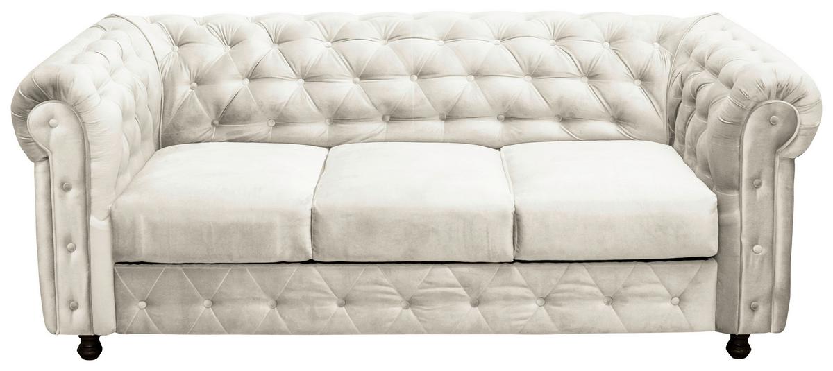 Chesterfield-sofa Cardiff 205 - Wengefarben/Creme, Basics, Textil (205/80/90cm) - P & B