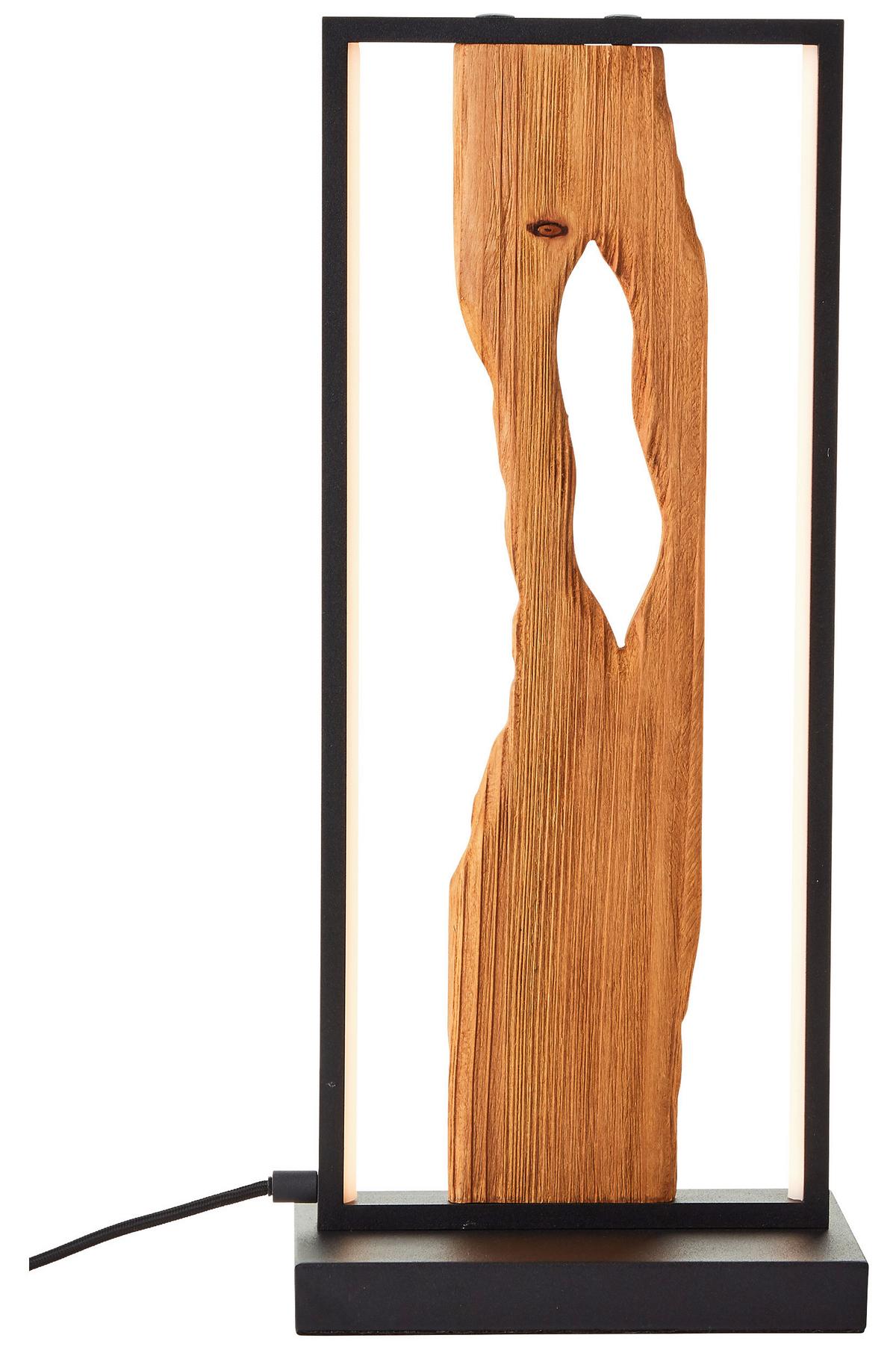 Led-tischlampe Chaumont Braun/ Schwarz Mit Schnurschalter - Schwarz/Braun, Design, Holz/Metall (22/15/50cm) - Brilliant