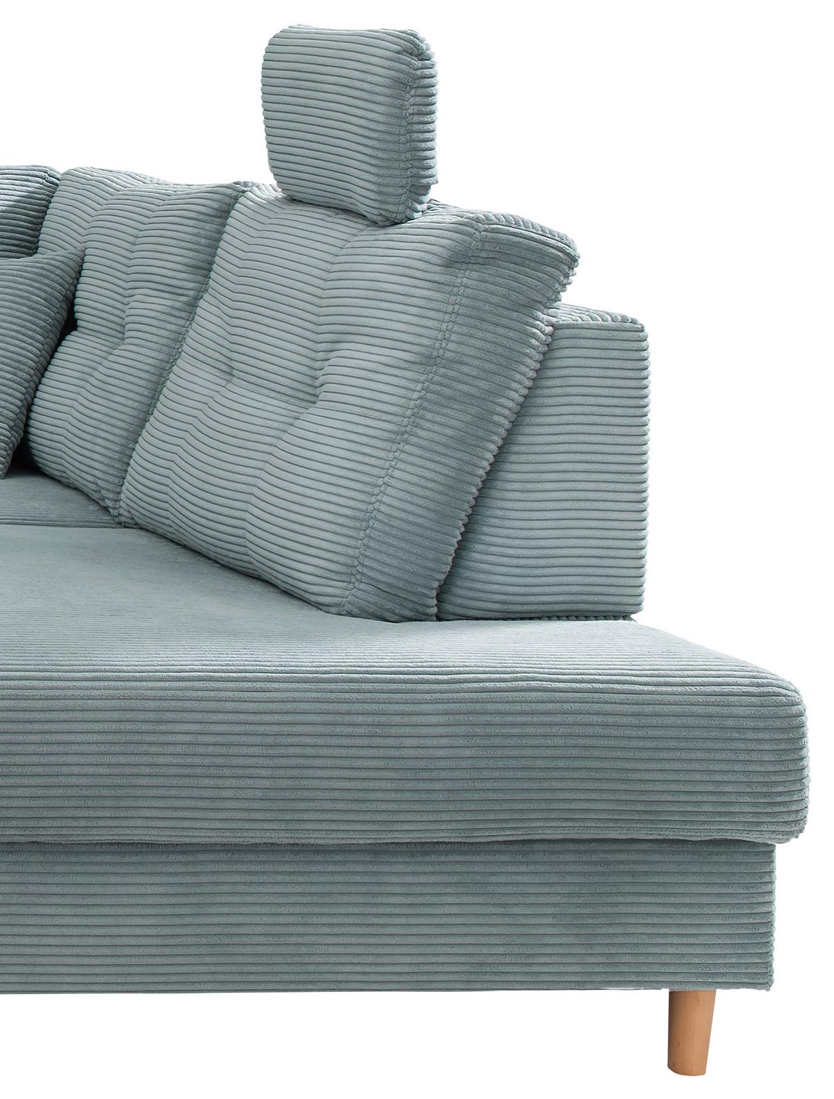 Wohnlandschaft mit Schlaffunktion, Hellblau - Naturfarben/Hellblau, MODERN, Textil (176/338-352/206cm) - Livetastic