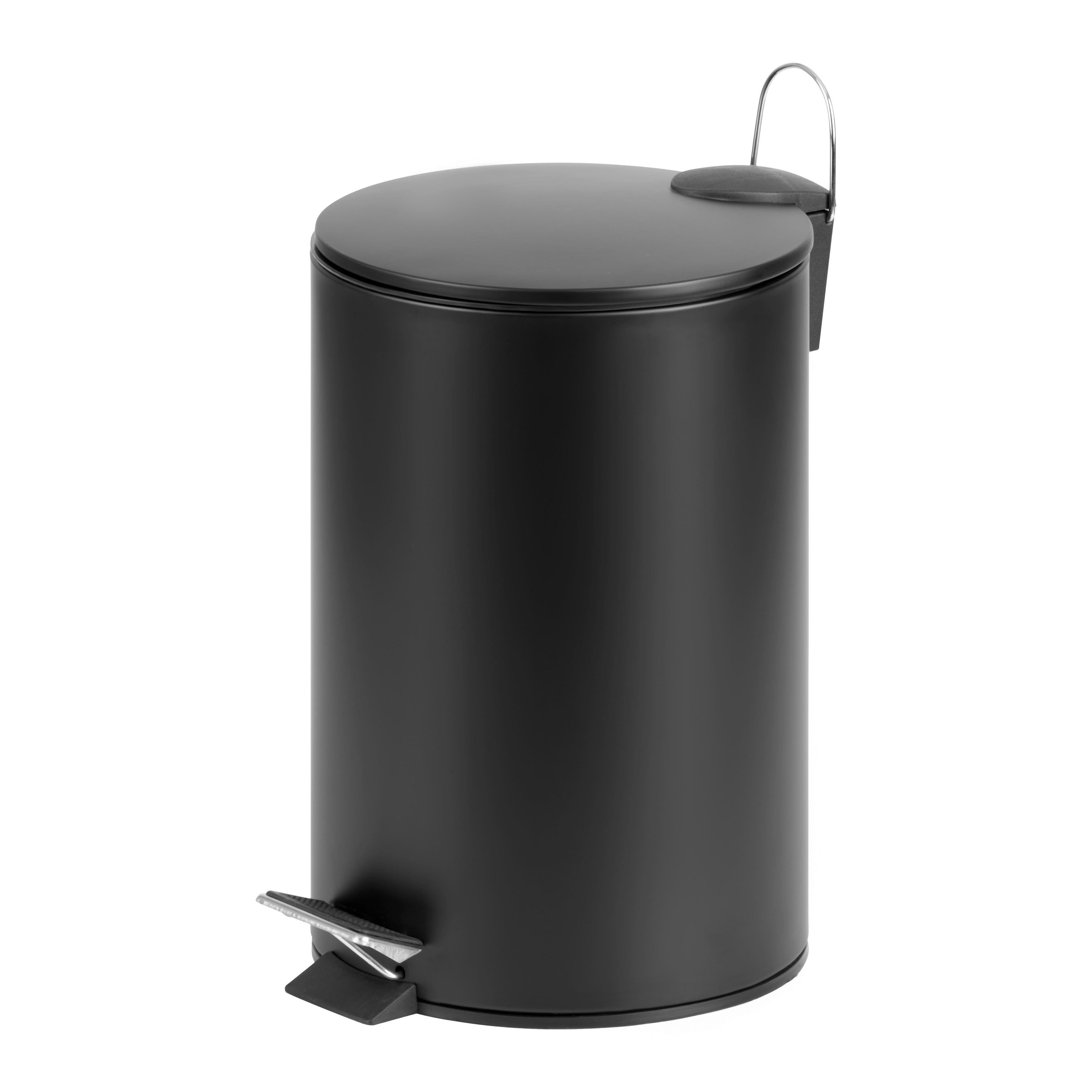 Koš s nášlapným pedálem černá 12L - černá, Moderní, kov/plast - Mömax