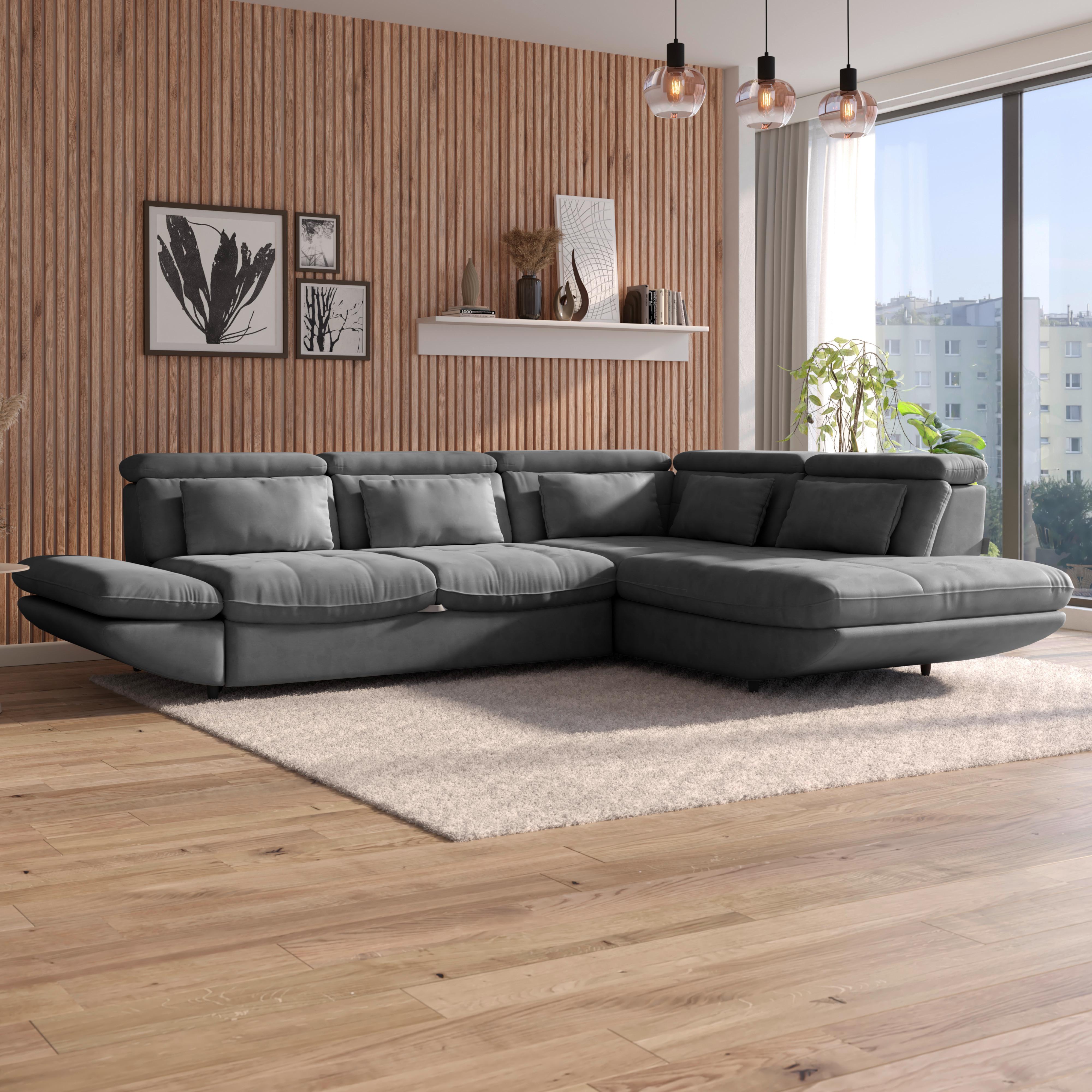 Wohnlandschaft Park - Dunkelgrau/Schwarz, MODERN, Textil (233/311cm) - Luca Bessoni