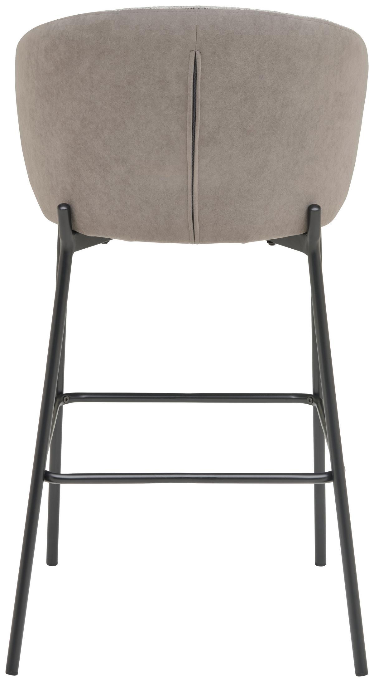 Barhocker Corey Samt Grau B: 53,5 Cm - Schwarz/Grau, MODERN, Textil/Metall (53,5/101/54cm) - MID.YOU